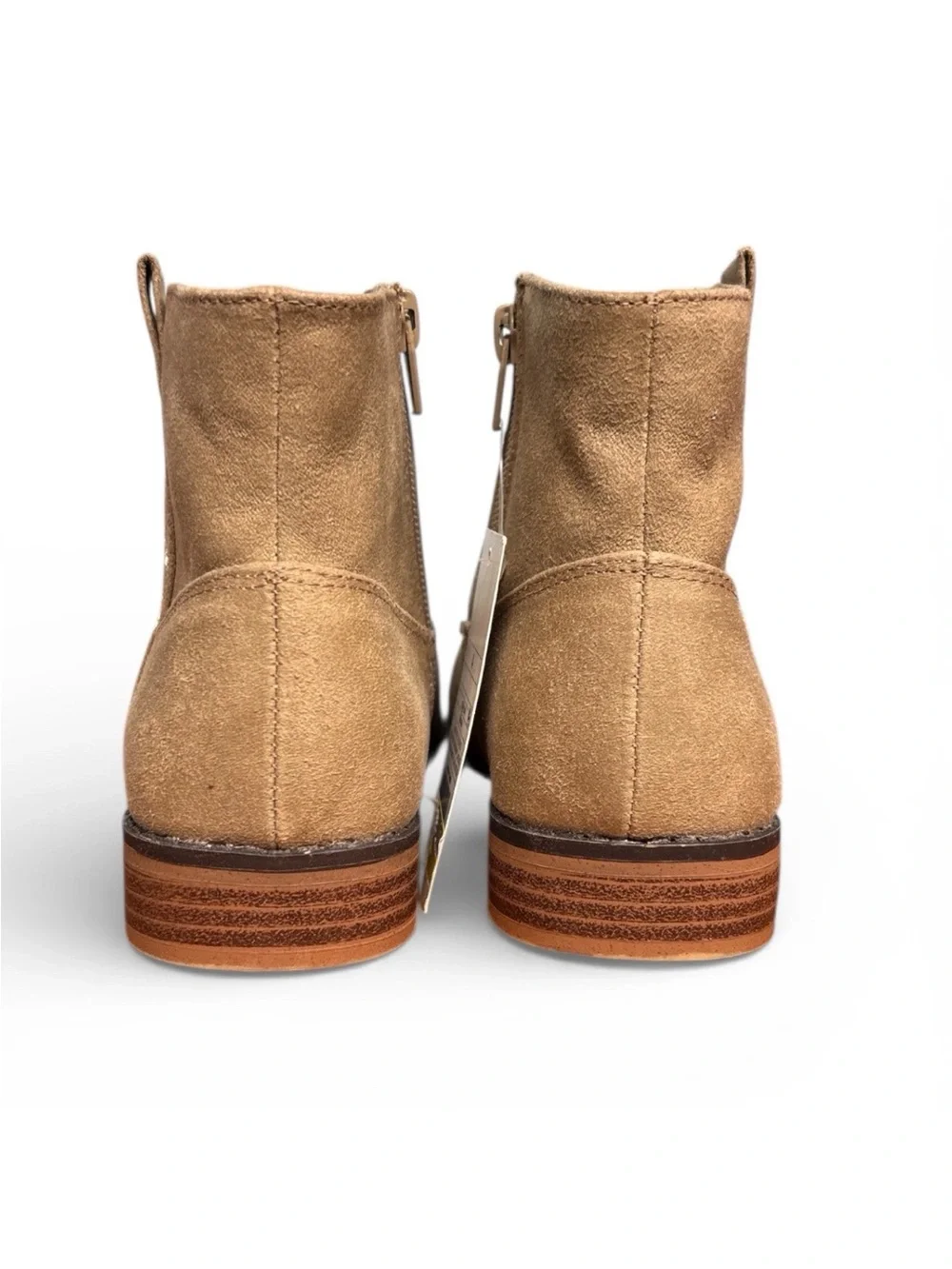 Cat and Jack Girls Aura Western Ankle Boots Size 4 Side Zip Embroidered Tan NWT